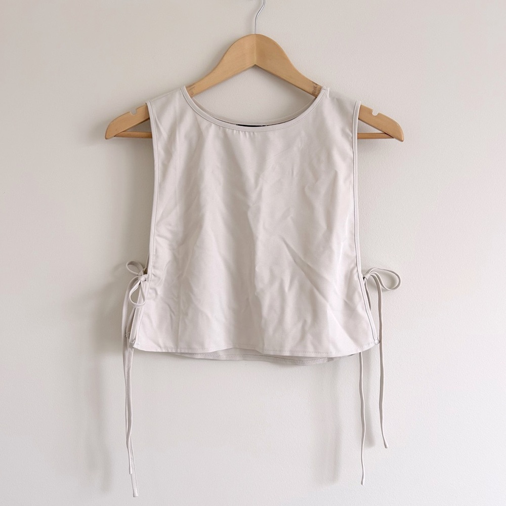Nasty Gal Cream Side-Tie Crop Top